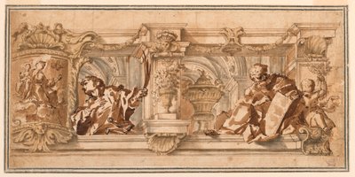 Dibujo, Diseño para un friso de techo, hacia 1680 de Unknown artistUnknown artist