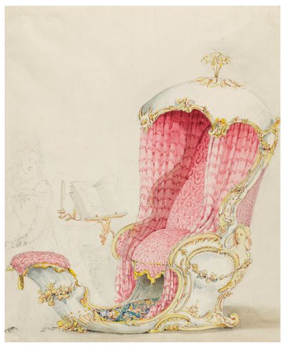 Dibujo, Diseño para una tumbona, ca. 1810 de Unknown artistUnknown artist
