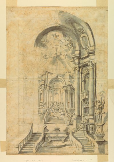 Dibujo, Diseño para un marco de fiesta en una iglesia, ca. 1700 de Unknown artistUnknown artist