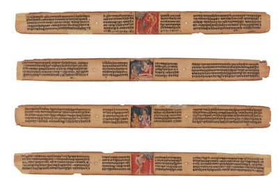 Cuatro hojas de un manuscrito de Gandavyuha de Unknown artistUnknown artist