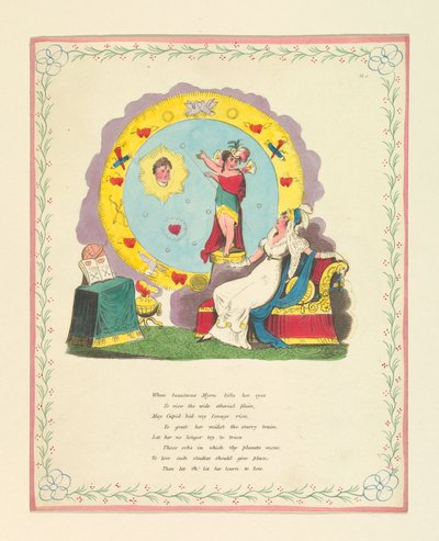 Tarjeta de felicitación, "When beauteous Myra...lifts her eyes...", ca. 1822 de Unknown artistUnknown artist