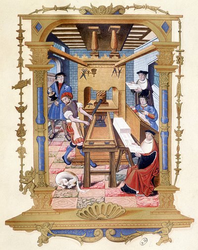 Prensa de impresión del siglo XV - facsímil del siglo XIX de Unknown artist