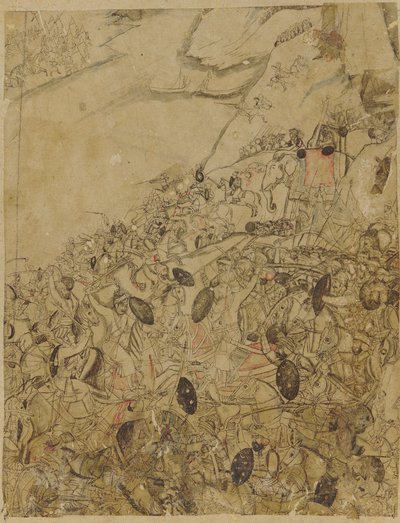 Una batalla en las orillas de un río de Unknown artist