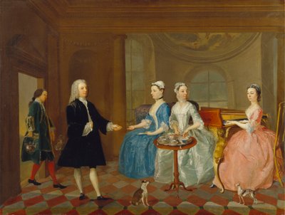 Una familia a la que sirven té, posiblemente la familia Carter de Unknown artist