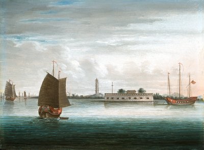 Un fuerte en el río Cantón, Primera Guerra China, alrededor de 1840 de Unknown artist