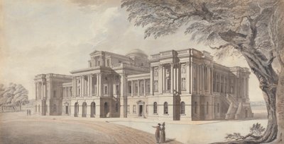 Una mansión georgiana, alzados frontal y lateral de Unknown artist