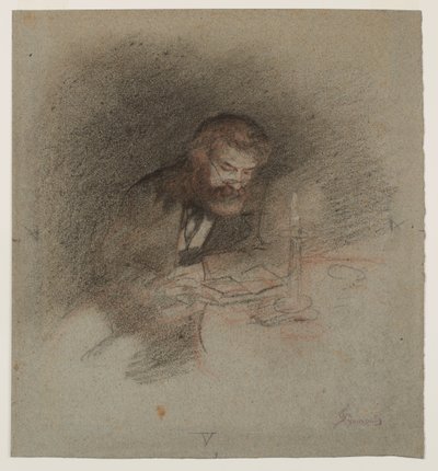 Un hombre leyendo a la luz de las velas de Unknown artist