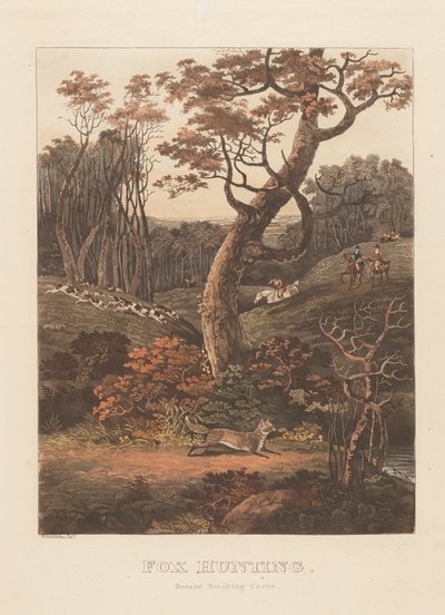 Una pareja: Fox Hunting; (1) Renard Breaking Cover de Unknown artist
