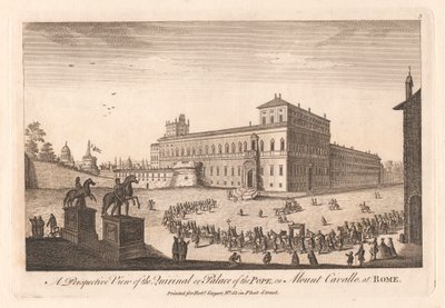 Vista en perspectiva del Quirinal o Palacio del Papa, en el monte Cavalle de Roma de Unknown artist