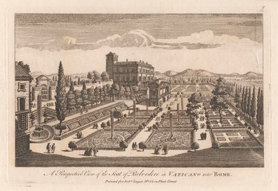 Vista en perspectiva de la sede de Belevedere en el Vaticano, cerca de Roma de Unknown artist