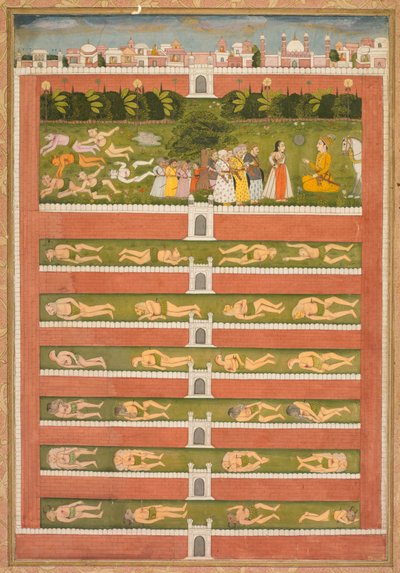 Una princesa y demonios ante un noble: una hoja de un romance poético relacionado con Shah Alam I (anverso) de Unknown artist