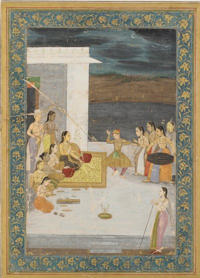 Una princesa entretenida por una bailarina; asistentes y músicos de Unknown artist