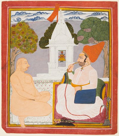 Un noble Rathor visitando a un hombre santo en un santuario de Vishnu de Unknown artist
