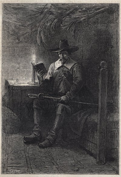Un puritano escocés - Ilustración del siglo XIX para la novela histórica 