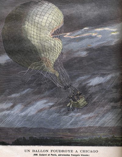 Un globo golpeado en Chicago. Louis Godard Jr. (1858-1933) y Panis heridos el sábado 25 de julio de Unknown artist