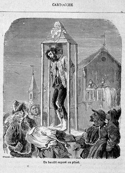Un bandido expuesto al cepo - en “Cartouche, rey de los bandidos”, por Grandpré de Unknown artist