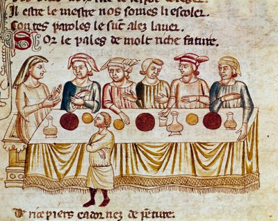 Escena de banquete: un rey y sus invitados de Unknown artist