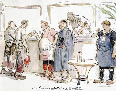 Un bar en los mataderos de la Villette en París de Unknown artist