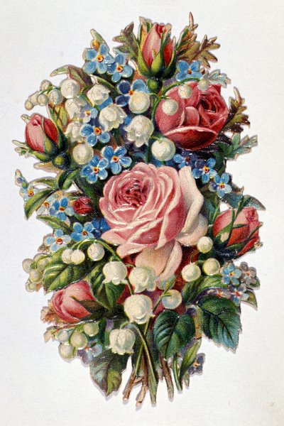 Un ramo mixto con rosas, lirio de los valles. de Unknown artist
