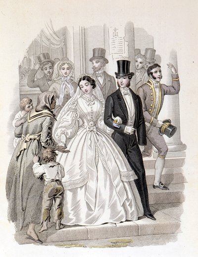 Una boda burguesa, grabado de 1860. de Unknown artist