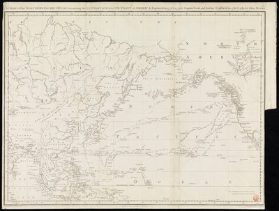 Carta del Océano Pacífico Norte que contiene la costa NE de Asia y la costa NO de América exploradas en 1778 y 1779 por el Capitán Cook y exploradas más lejos en 1788 y 1789 por John Meares (impresión) de Unknown artist