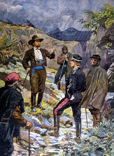 Un gendarme reprendido por un bandido de Cerdeña. 1899 de Unknown artist