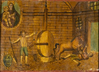 Un hombre derribado por un caballo, exvoto de finales del siglo XVIII de Unknown artist