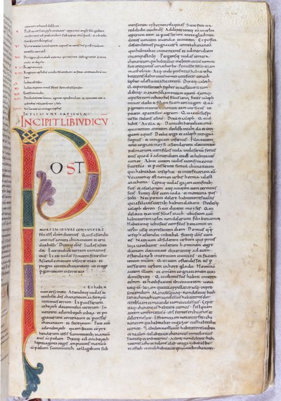 Página con el incipit del Libro de los Jueces "Después de la muerte de Josué...", siglo XI (miniatura, manuscrito membranoso) de Unknown artist