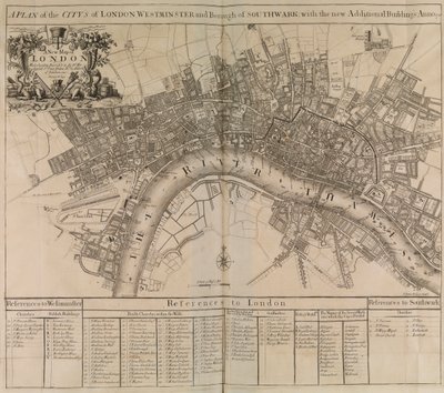 Plano de la ciudad de Londres, Westminster, el distrito de Southwark y el río Támesis de Unknown artist
