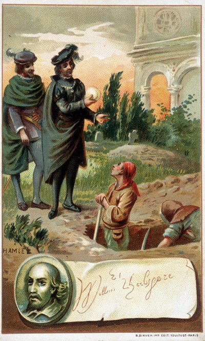 Una escena de “Hamlet” por William Shakespeare - cromo. finales del siglo XIX de Unknown artist