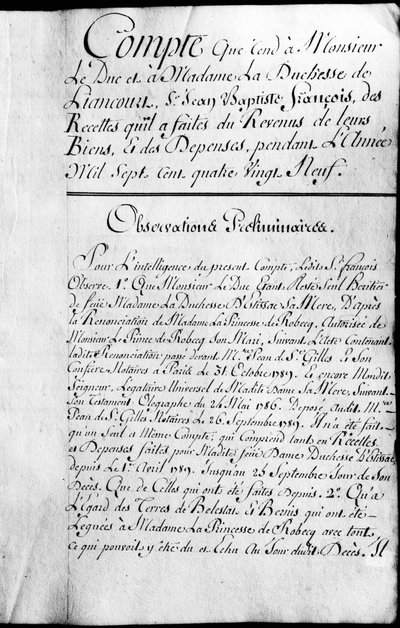 Libro de cuentas del año 1789 de la propiedad del Duque de Rochefoucauld Liancourt de Unknown artist