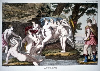 Acteón transformado en ciervo - en Dizionario mitologico de Unknown artist