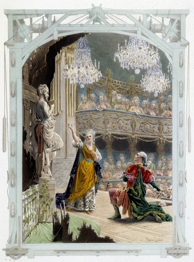 Actores en una escena de teatro - en “Una mujer de calidad en el siglo pasado” de Unknown artist
