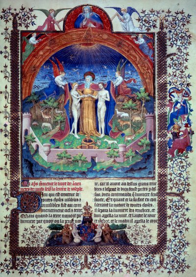 Adán y Eva en el Paraíso Terrenal Miniatura de "Antigüedades Judías" de Flavio Josefo de Unknown artist