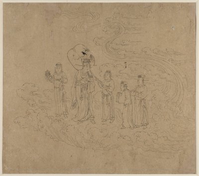 Álbum de temas taoístas y budistas: Procesión de deidades taoístas: Hoja 10 de Unknown artist