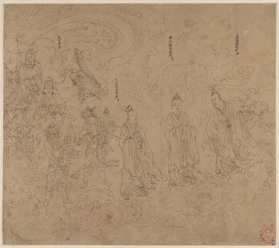 Álbum de temas taoístas y budistas: Procesión de deidades taoístas: Hoja 20 de Unknown artist
