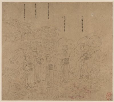 Álbum de temas taoístas y budistas: Procesión de deidades taoístas: Hoja 22 de Unknown artist