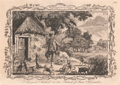 Alexander Selkirk en la isla de Juan Fernandes de Unknown artist