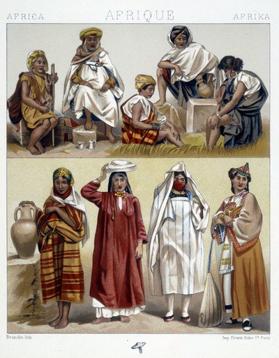 Argelia y Túnez, trajes populares - en "Le costume historique" por Racinet de Unknown artist