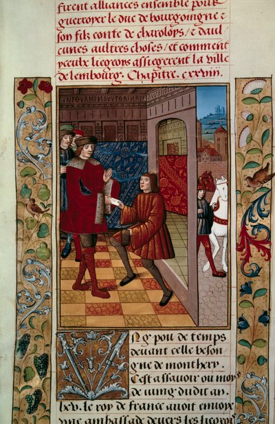 Alianza de Luis XI (1423-1483) con los Liegeois contra Carlos el Temerario. Miniatura de “Crónicas de Enguerrand de Monstrelet” 1465 París, B.N. de Unknown artist