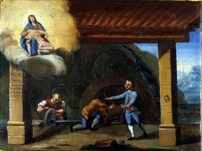 Un accidente en una máquina hidráulica. de Unknown artist