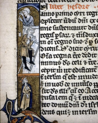 Una iluminación que representa una escena de construcción en el siglo XIV. de Unknown artist