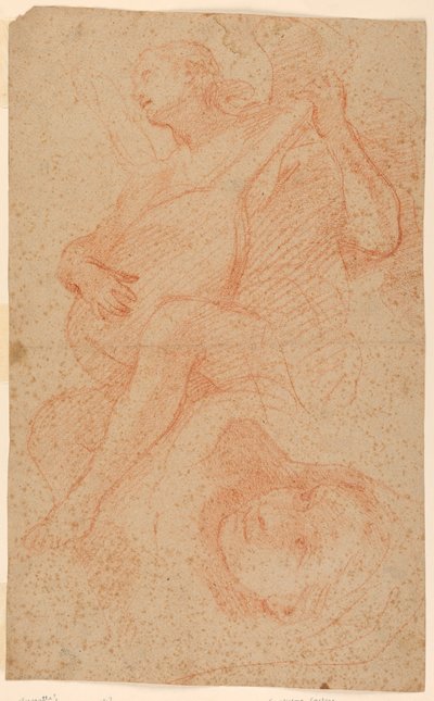 Ángel tocando laúd; Verso ángeles con cruz de Unknown artist