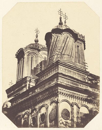 [Vista en ángulo de las torres de la iglesia] de Unknown artist