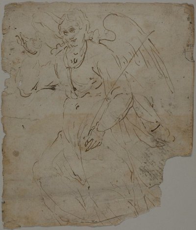 Ángel anunciador (anverso); bocetos de figura sentada, y parte superior y mano derecha del ángel anunciador (reverso). de Unknown artist