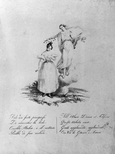 Apoteosis de Maria Garcia llamada la Malibran (1808-1836) cantante. Grabado del siglo XIX. Milán de Unknown artist