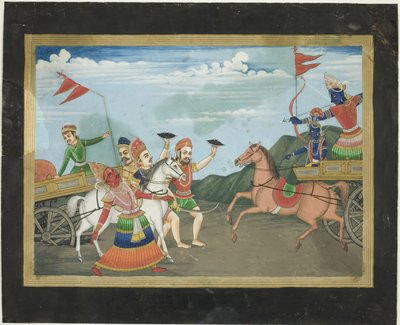 Arjuna mata a Karna, página de una serie del Mahabharata de Unknown artist