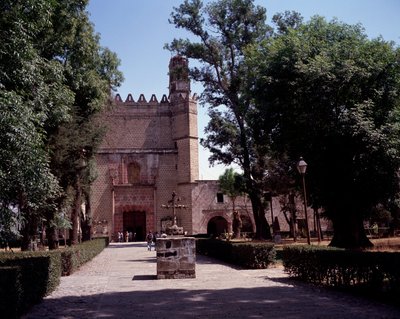 Arte de México: vista del Convento Agustino (monasterio de San Agustín Acolman) de 1571 de Unknown artist
