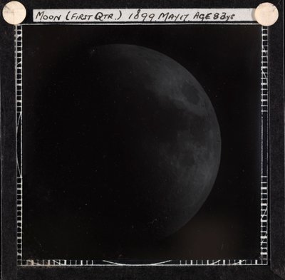 Lámina astronómica de la Luna en primer cuarto (1899) de Unknown artist