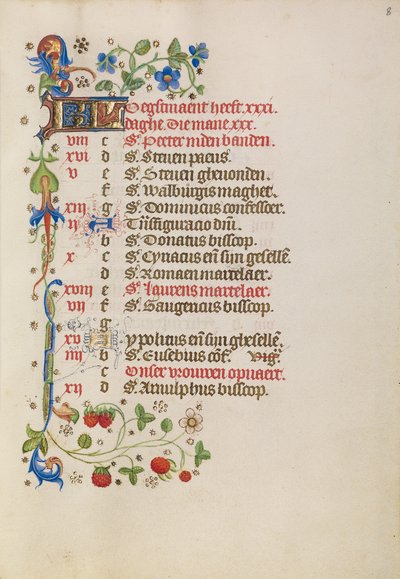 Página del calendario de agosto de Unknown artist